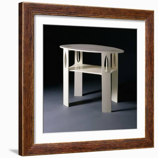 A White Oval Side Table, Originally Designed for 14 Kingsborough Gardens, Glasgow, 1902-Charles Rennie Mackintosh-Framed Giclee Print