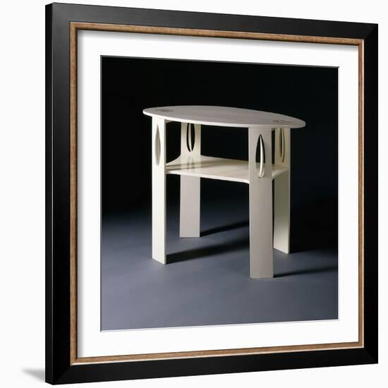 A White Oval Side Table, Originally Designed for 14 Kingsborough Gardens, Glasgow, 1902-Charles Rennie Mackintosh-Framed Giclee Print