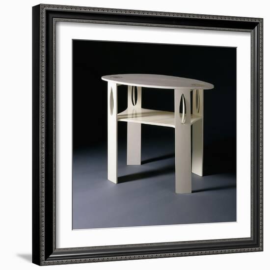 A White Oval Side Table, Originally Designed for 14 Kingsborough Gardens, Glasgow, 1902-Charles Rennie Mackintosh-Framed Giclee Print