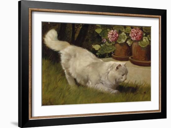 A White Persian Cat with a Ladybird-Cecil Aldin-Framed Giclee Print