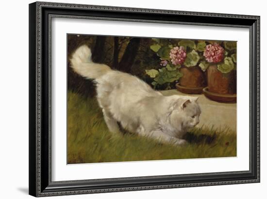 A White Persian Cat with a Ladybird-Cecil Aldin-Framed Giclee Print