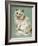 A White Persian Cat with a Pink Ribbon-null-Framed Art Print