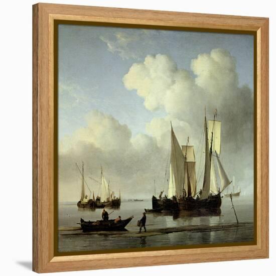 A Wijdship, a Keep and Other Shipping in Calm-Willem Van De, The Younger Velde-Framed Premier Image Canvas