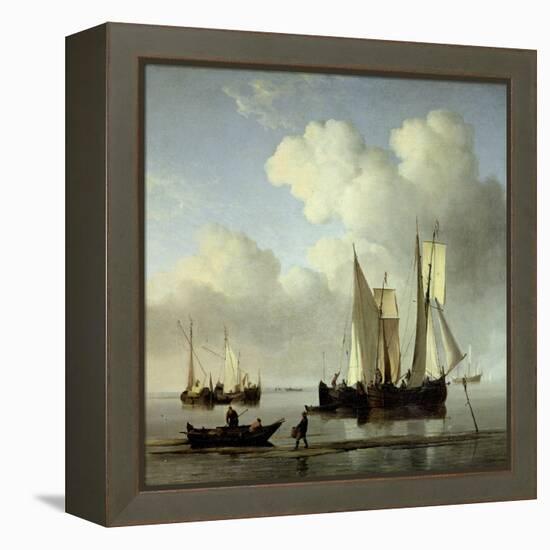 A Wijdship, a Keep and Other Shipping in Calm-Willem Van De, The Younger Velde-Framed Premier Image Canvas