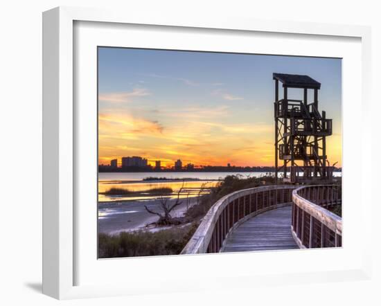 A Wildlife Observation Tower Silhouetted against a Perdido Key Sunset in Big Lagoon State Park Near-Colin D Young-Framed Photographic Print