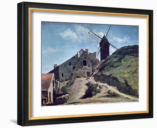 A Windmill at Montmartre, 1840-45-Jean-Baptiste-Camille Corot-Framed Giclee Print