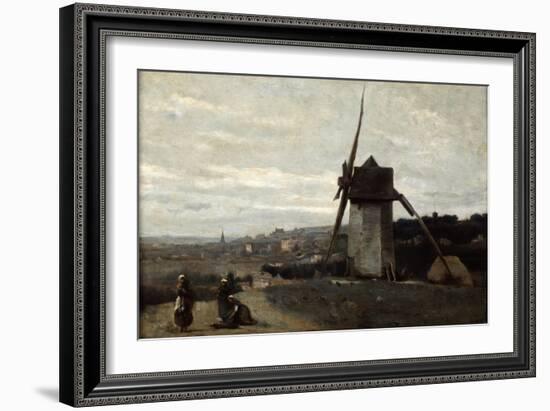 A Windmill, Etretat, 19th Century-Jean-Baptiste-Camille Corot-Framed Giclee Print