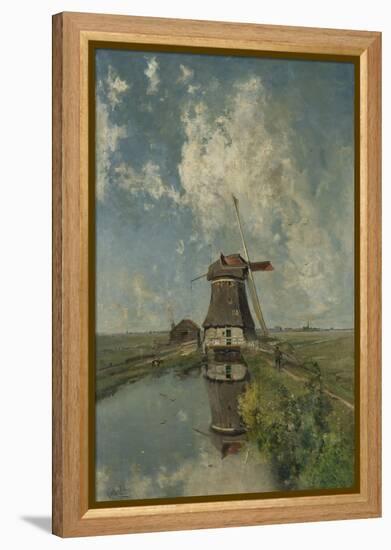 A Windmill on a Polder Waterway, C. 1889-Paul Joseph Constantin Gabriel-Framed Stretched Canvas