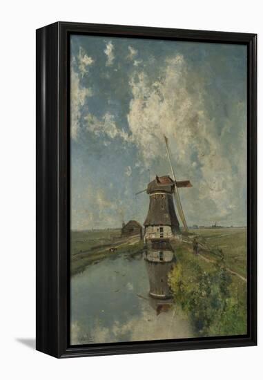 A Windmill on a Polder Waterway, C. 1889-Paul Joseph Constantin Gabriel-Framed Stretched Canvas