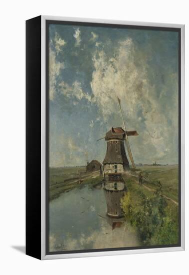 A Windmill on a Polder Waterway, C. 1889-Paul Joseph Constantin Gabriel-Framed Stretched Canvas