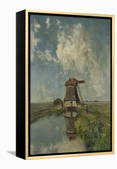 A Windmill on a Polder Waterway, C. 1889-Paul Joseph Constantin Gabriel-Framed Stretched Canvas