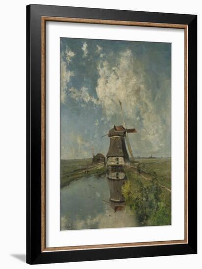 A Windmill on a Polder Waterway, C. 1889-Paul Joseph Constantin Gabriel-Framed Art Print