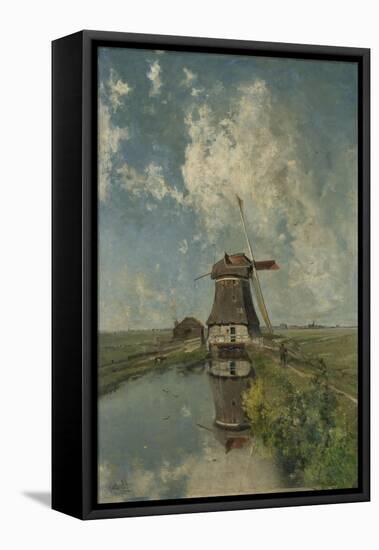 A Windmill on a Polder Waterway, Known as in the Month of July, c.1889-Paul Joseph Constantin Gabriel-Framed Premier Image Canvas