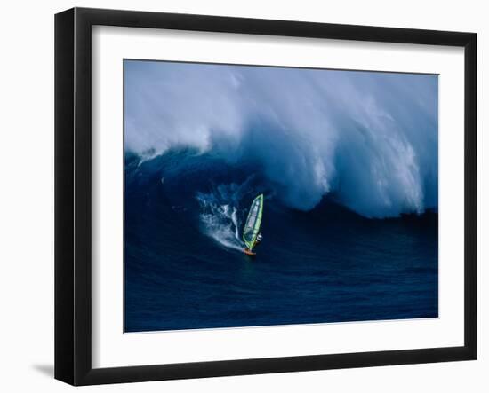 A Windsurfer Riding a Big Wave-null-Framed Photographic Print