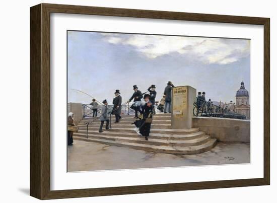 A Windy Day on the Pont Des Arts, Paris-Jean Béraud-Framed Giclee Print