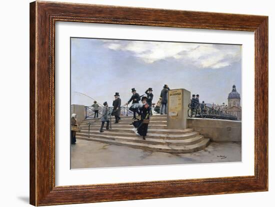 A Windy Day on the Pont Des Arts, Paris-Jean Béraud-Framed Giclee Print