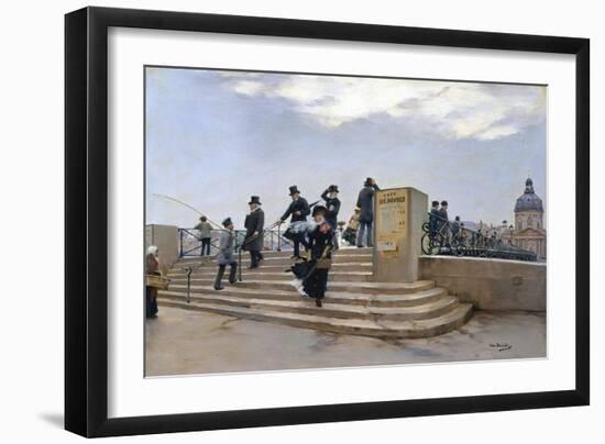 A Windy Day on the Pont Des Arts, Paris-Jean Béraud-Framed Giclee Print