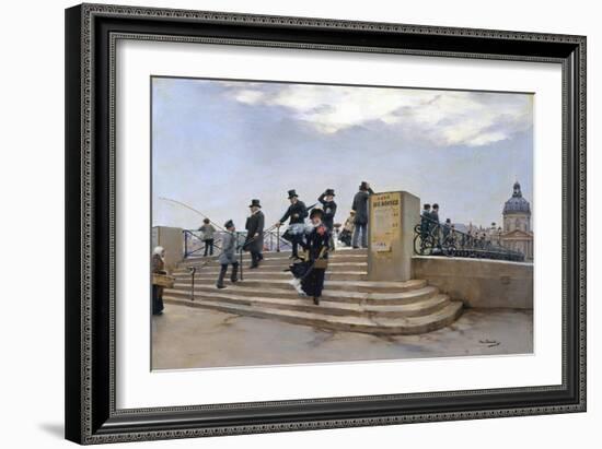 A Windy Day on the Pont Des Arts, Paris-Jean Béraud-Framed Giclee Print