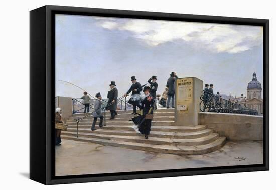 A Windy Day on the Pont Des Arts, Paris-Jean Béraud-Framed Premier Image Canvas