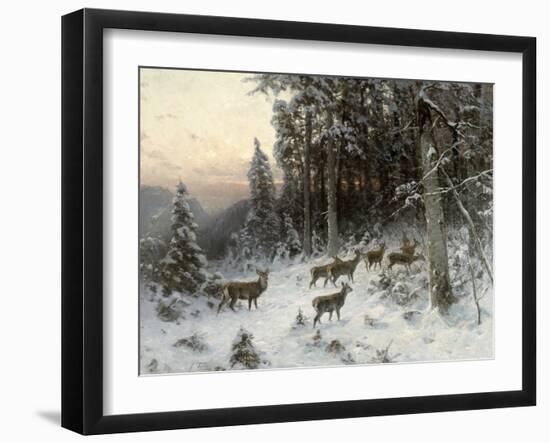 A Winter Evening in the Black Forest, C.1880-German School-Framed Giclee Print