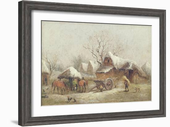 A Winter Farmyard Scene-Thomas Smythe-Framed Giclee Print