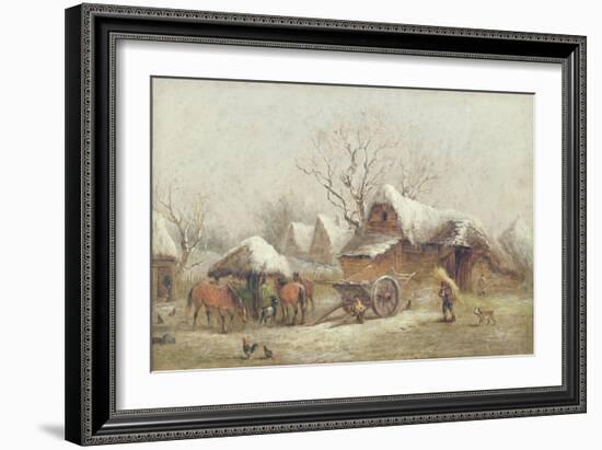 A Winter Farmyard Scene-Thomas Smythe-Framed Giclee Print