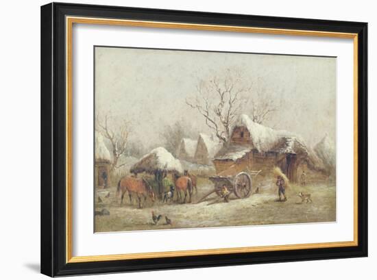 A Winter Farmyard Scene-Thomas Smythe-Framed Giclee Print