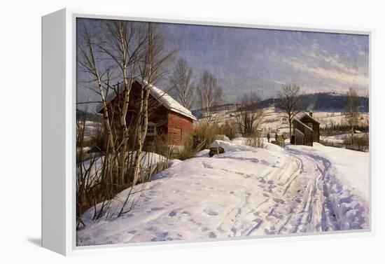 A Winter Landscape, Lillehammer-Peder Mork Monsted-Framed Premier Image Canvas