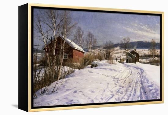 A Winter Landscape, Lillehammer-Peder Mork Monsted-Framed Premier Image Canvas