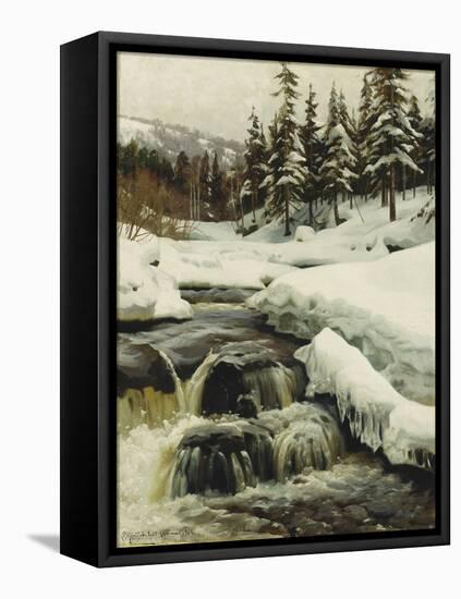 A Winter Landscape with a Mountain Torrent, 1916-Peder Mork Monsted-Framed Premier Image Canvas