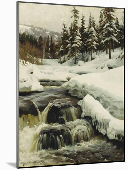 A Winter Landscape with a Mountain Torrent, 1916-Peder Mork Monsted-Mounted Giclee Print