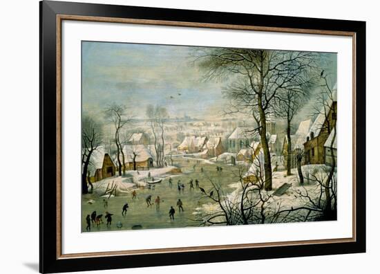 A Winter Landscape with Skaters and a Bird Trap-Pieter Brueghel the Younger-Framed Art Print