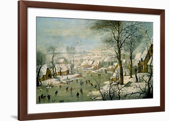 A Winter Landscape with Skaters and a Bird Trap-Pieter Brueghel the Younger-Framed Art Print