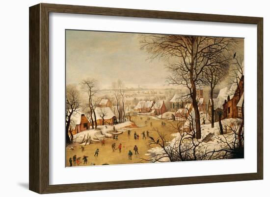 A Winter Landscape with Skaters and a Bird Trap-Pieter Bruegel the Elder-Framed Giclee Print