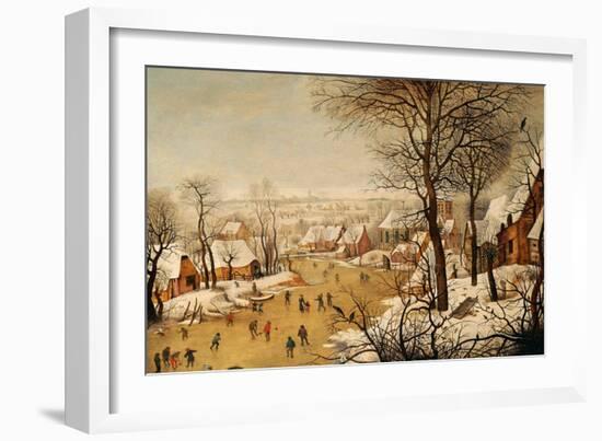 A Winter Landscape with Skaters and a Bird Trap-Pieter Bruegel the Elder-Framed Giclee Print