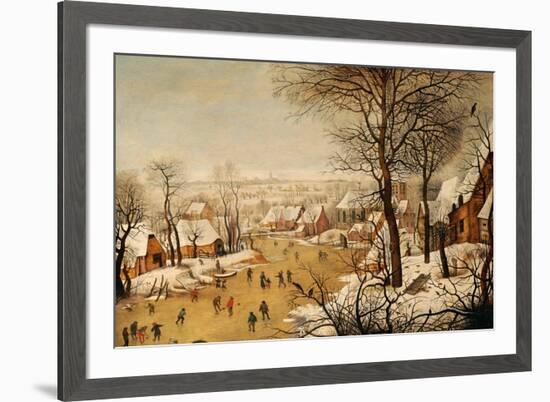 A Winter Landscape with Skaters and a Bird Trap-Pieter Bruegel the Elder-Framed Giclee Print