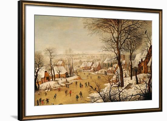 A Winter Landscape with Skaters and a Bird Trap-Pieter Bruegel the Elder-Framed Giclee Print