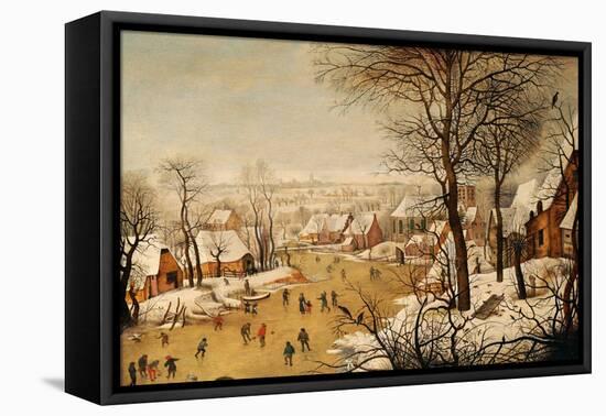 A Winter Landscape with Skaters and a Bird Trap-Pieter Bruegel the Elder-Framed Premier Image Canvas