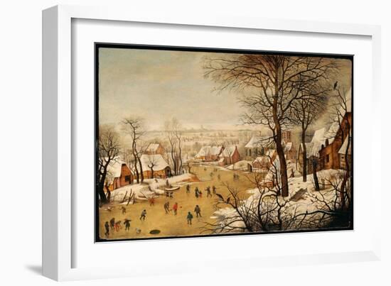 A Winter Landscape with Skaters and a Bird Trap-Pieter Brueghel the Younger-Framed Giclee Print