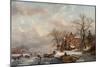 A Winter Landscape with Skaters on a Frozen River, 1862 (Oil on Canvas)-Frederick Marianus Kruseman-Mounted Giclee Print