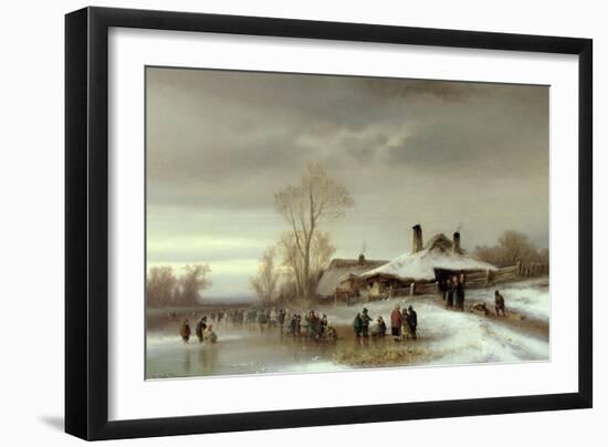 A Winter Landscape with Skaters-Anton Doll-Framed Giclee Print