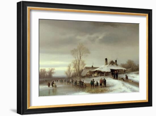 A Winter Landscape with Skaters-Anton Doll-Framed Giclee Print