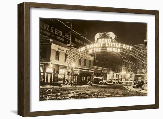 A Winter Night in Reno, Nevada-null-Framed Art Print