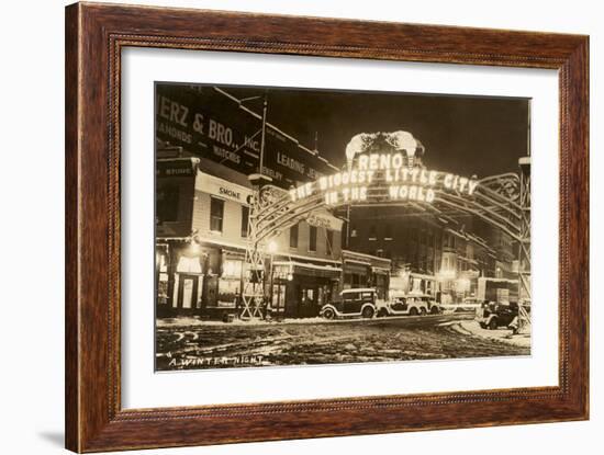 A Winter Night in Reno, Nevada-null-Framed Art Print