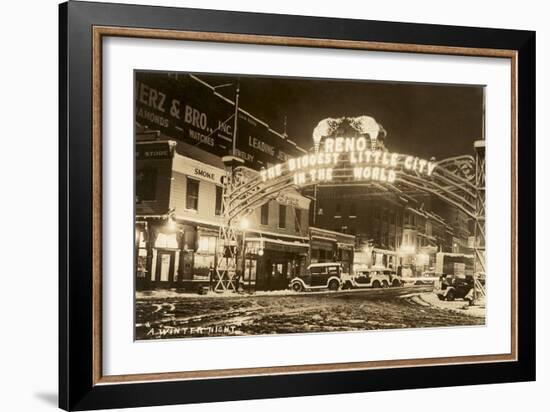 A Winter Night in Reno, Nevada-null-Framed Art Print