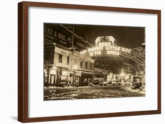 A Winter Night in Reno, Nevada-null-Framed Art Print