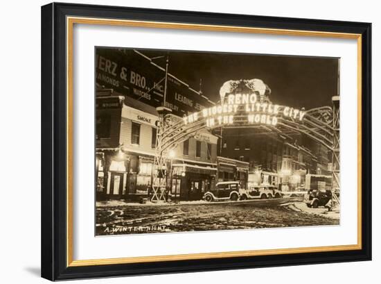 A Winter Night in Reno, Nevada-null-Framed Art Print