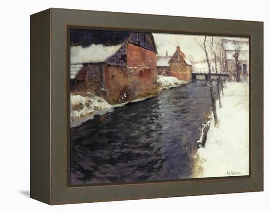 A Winter River Landscape, 1895-Fritz Thaulow-Framed Premier Image Canvas