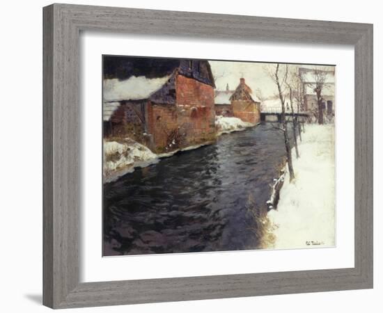 A Winter River Landscape, 1895-Fritz Thaulow-Framed Giclee Print