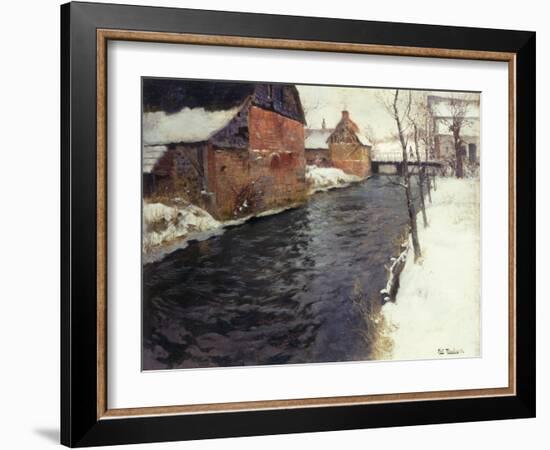 A Winter River Landscape, 1895-Fritz Thaulow-Framed Giclee Print